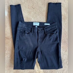 Women’s Frame Black Denim Le Skinny de Jeanne Jeans Size 26 Tattered